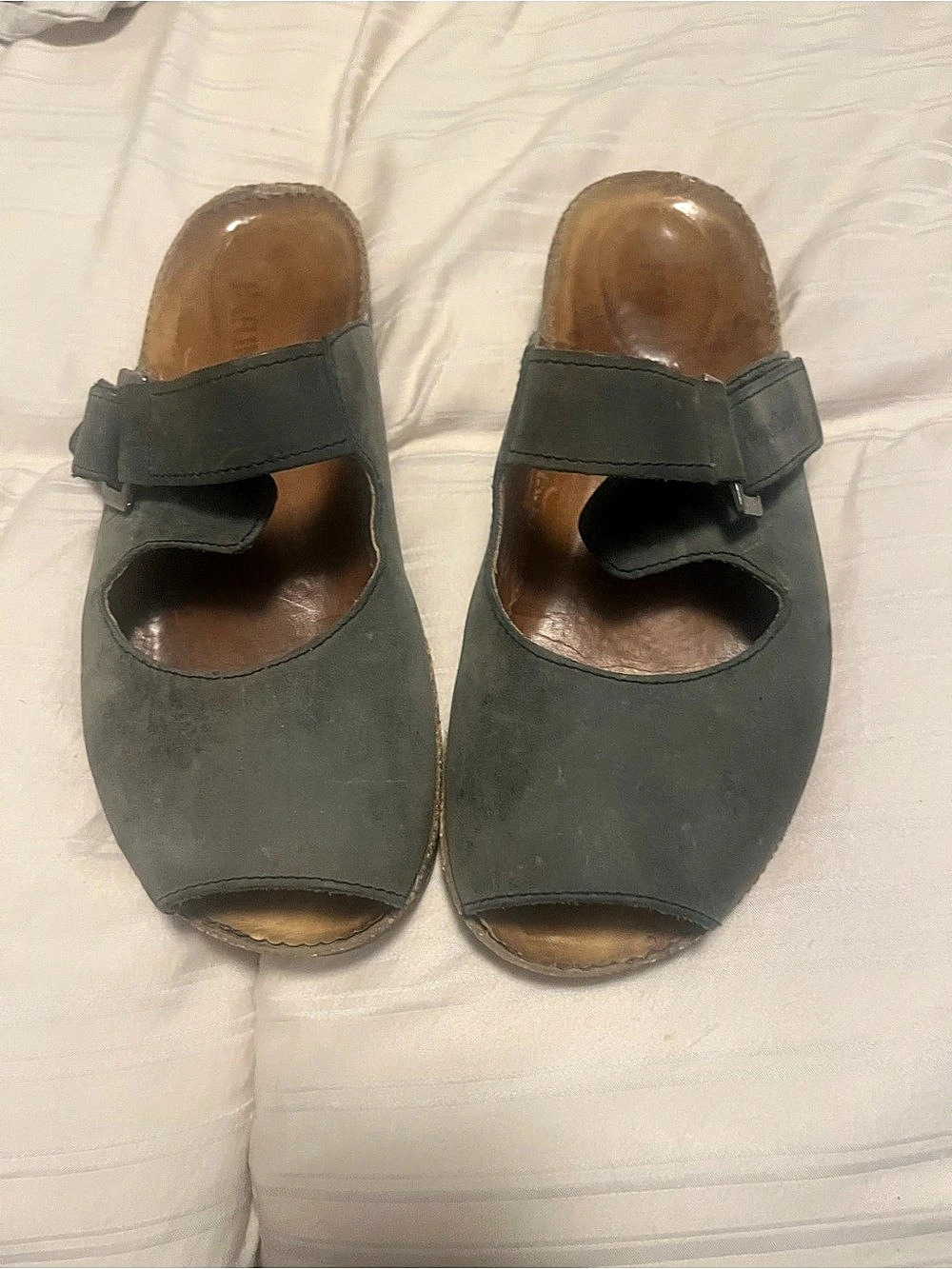 Haflinger army Green Leather Sandals 39